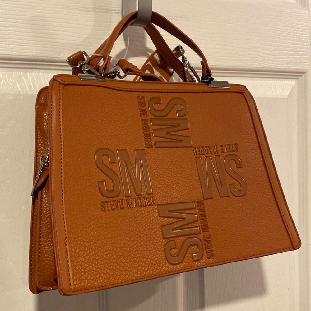 BNWT STEVE MADDEN BMateo Whiskey Orange Satchel Crossbody Bag